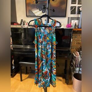 Simon Chang Vibrant Tropical Maxi Dress